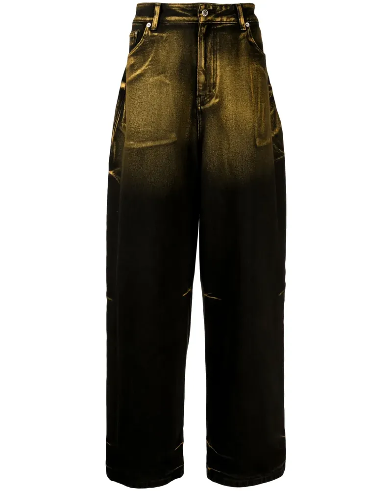 WE 11 DONE Wide-Leg-Jeans mit ausgewaschenem Effekt - Schwarz Schwarz