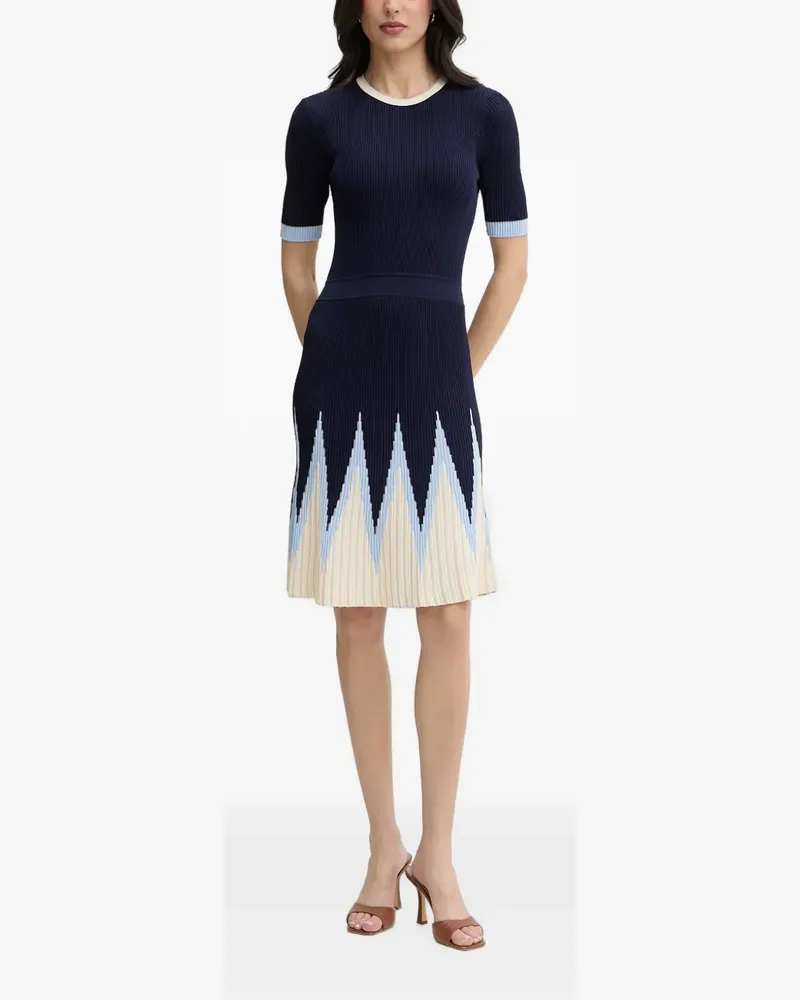 Silvian Heach Allandi chevron-pattern ribbed-knit mini dress - Blau Blau