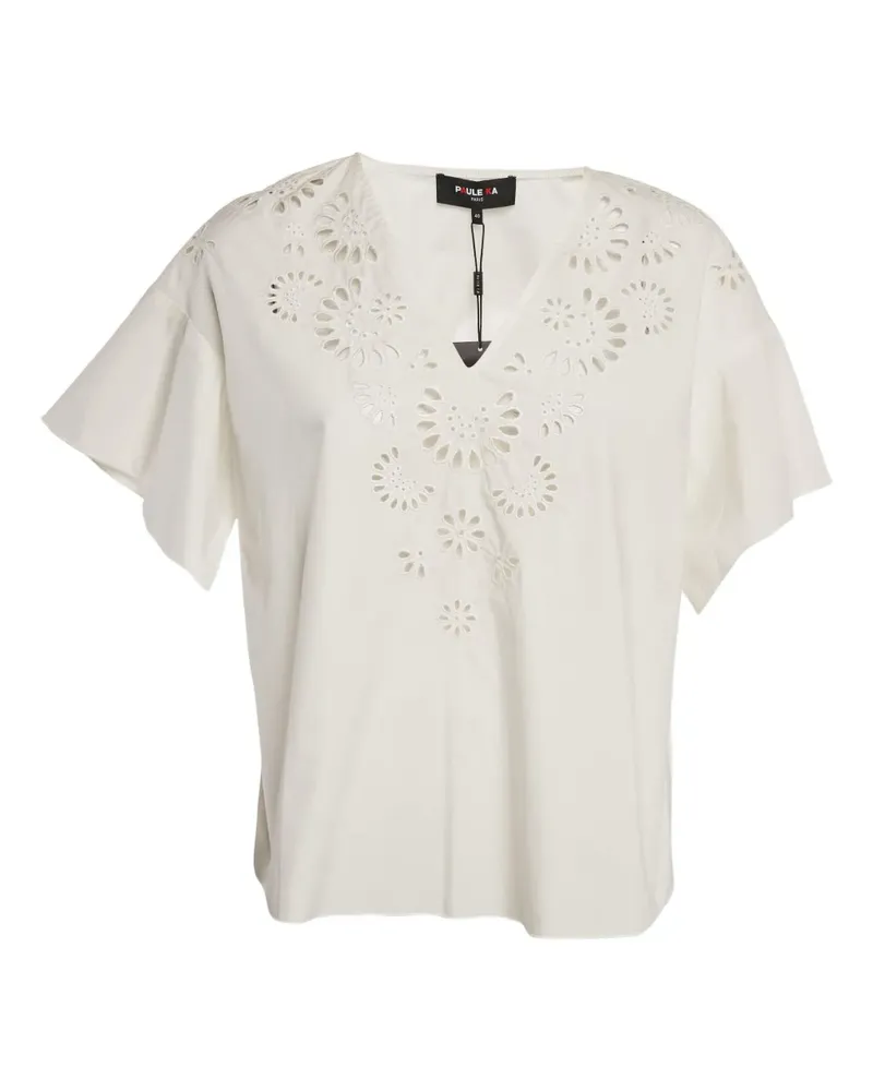 Paule Ka Bluse mit Lochstickerei - Weiß Weiß