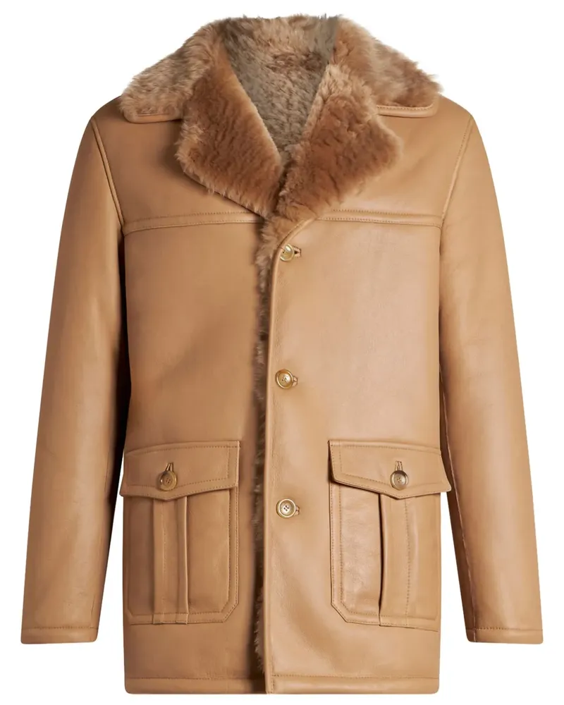Etro Ledermantel mit Shearling-Futter - Braun Braun