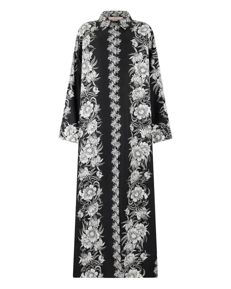 Valentino Garavani Maxikleid mit Blumen-Print - Schwarz Schwarz