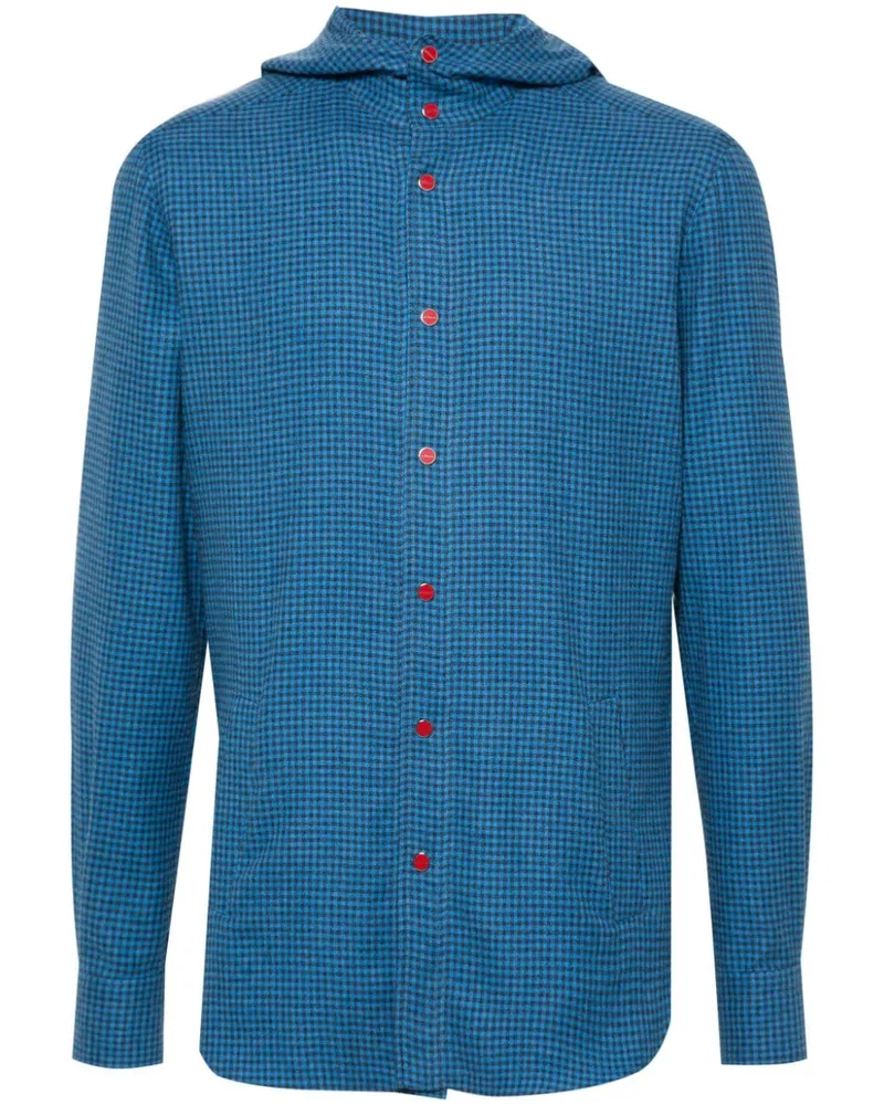 Kiton Karierter Hoodie - Blau Blau