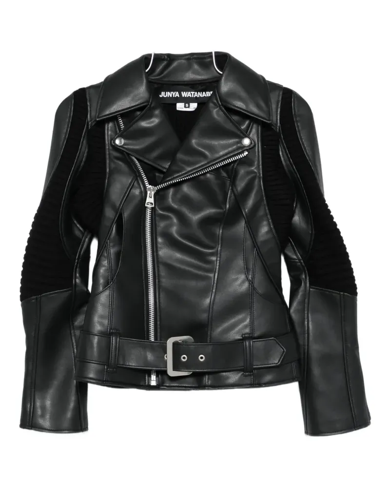 Junya Watanabe Fake aus Fake-Leder mit geripptem Einsatz - Schwarz Schwarz