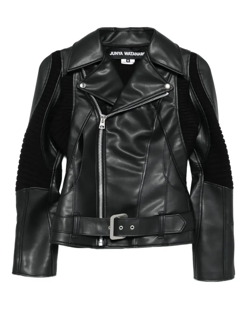 Junya Watanabe ribbed-panel faux-leather jacket - Schwarz Schwarz