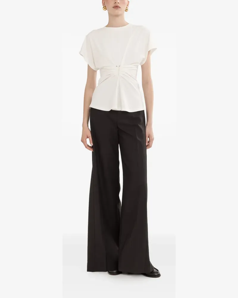 NISSA wide-leg linen trousers - Schwarz Schwarz