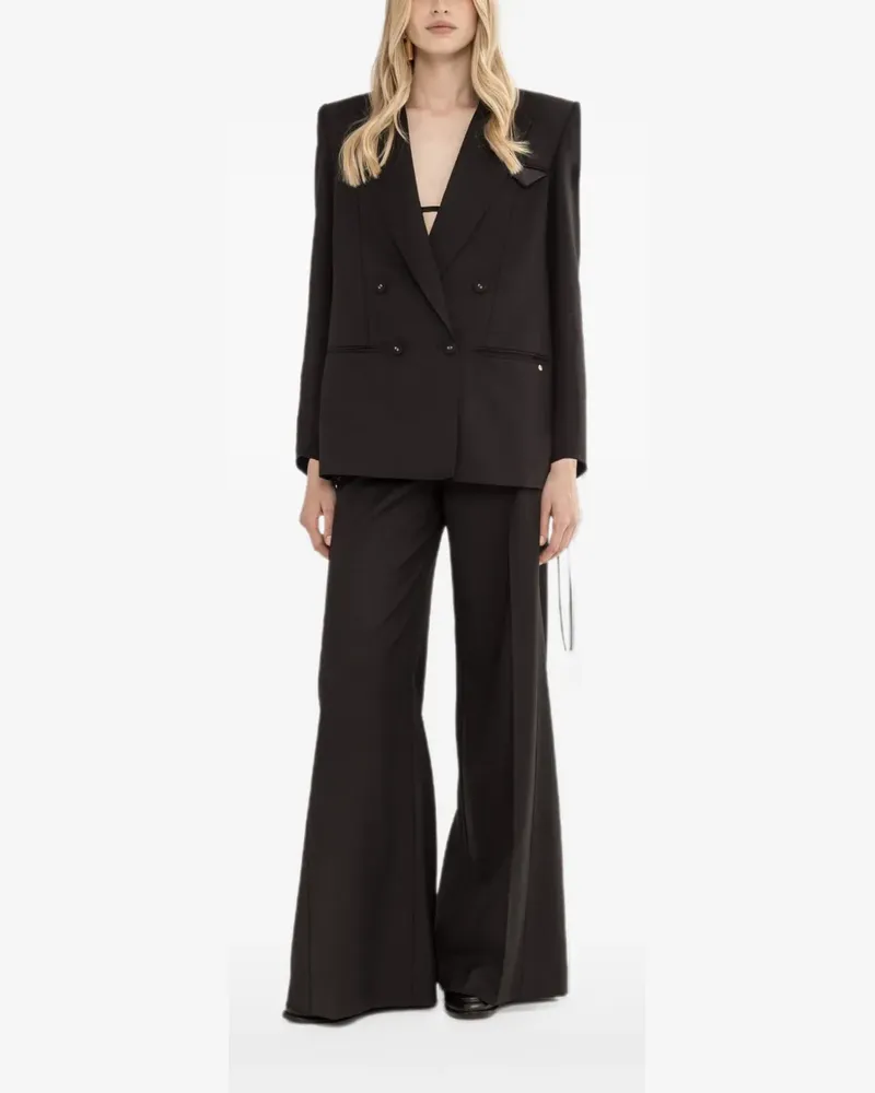 NISSA Leinenhose mit weitem Bein - Schwarz Schwarz