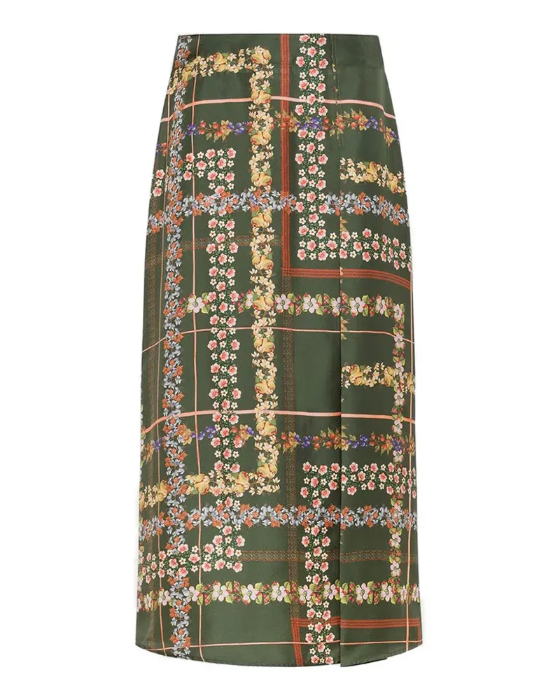 Momoni Chai floral-print plaid skirt - Grün Grün