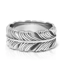 Nialaya Ring mit gravierter Feder Silber