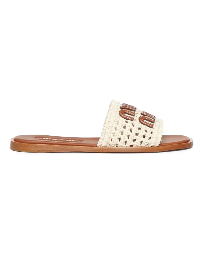 Miu Miu crochet logo-patch sandals - Weiß Weiß
