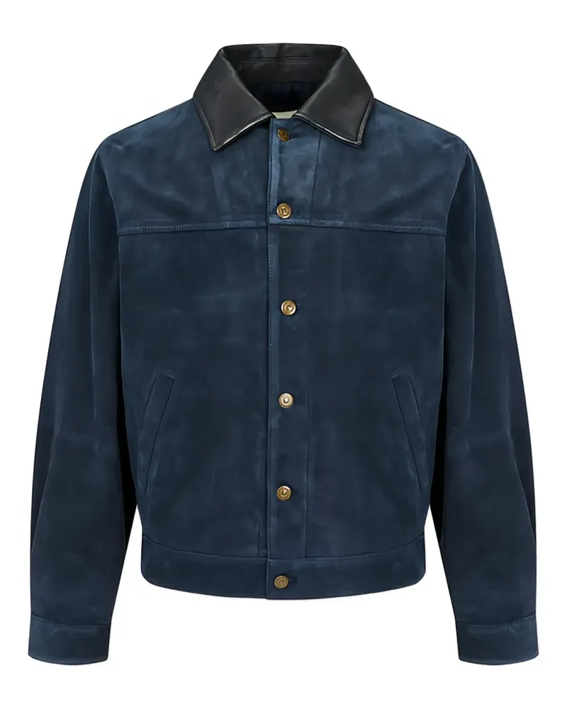 ManOnTheBoon contrast-collar suede trucker jacket - Blau Blau
