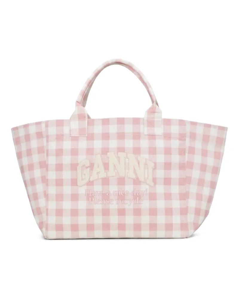 Ganni Karierter Shopper - Rosa Rosa