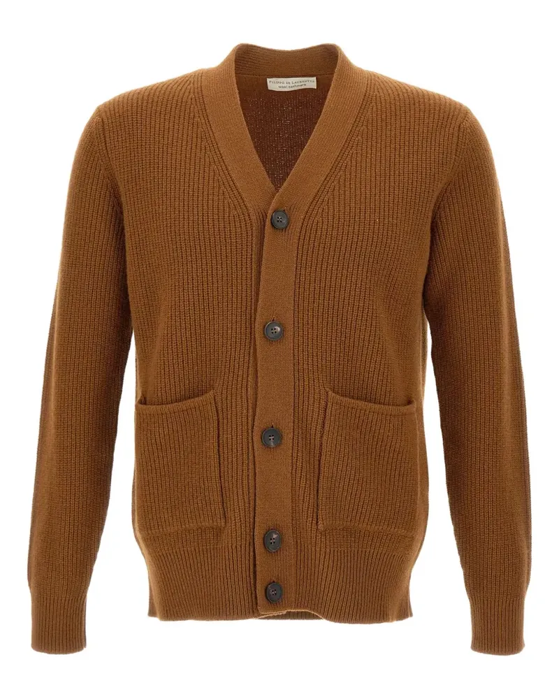 Filippo de Laurentiis Gerippter Cardigan mit V-Ausschnitt - Braun Braun