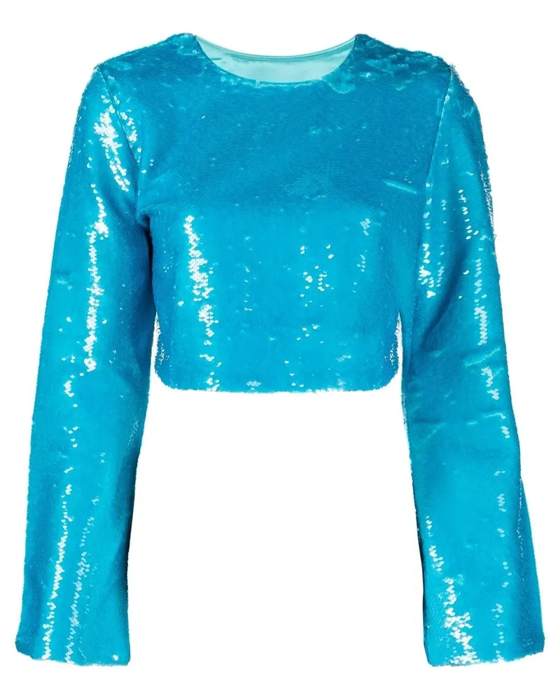 Ganni Cropped-Oberteil mit Pailletten - Blau Blau