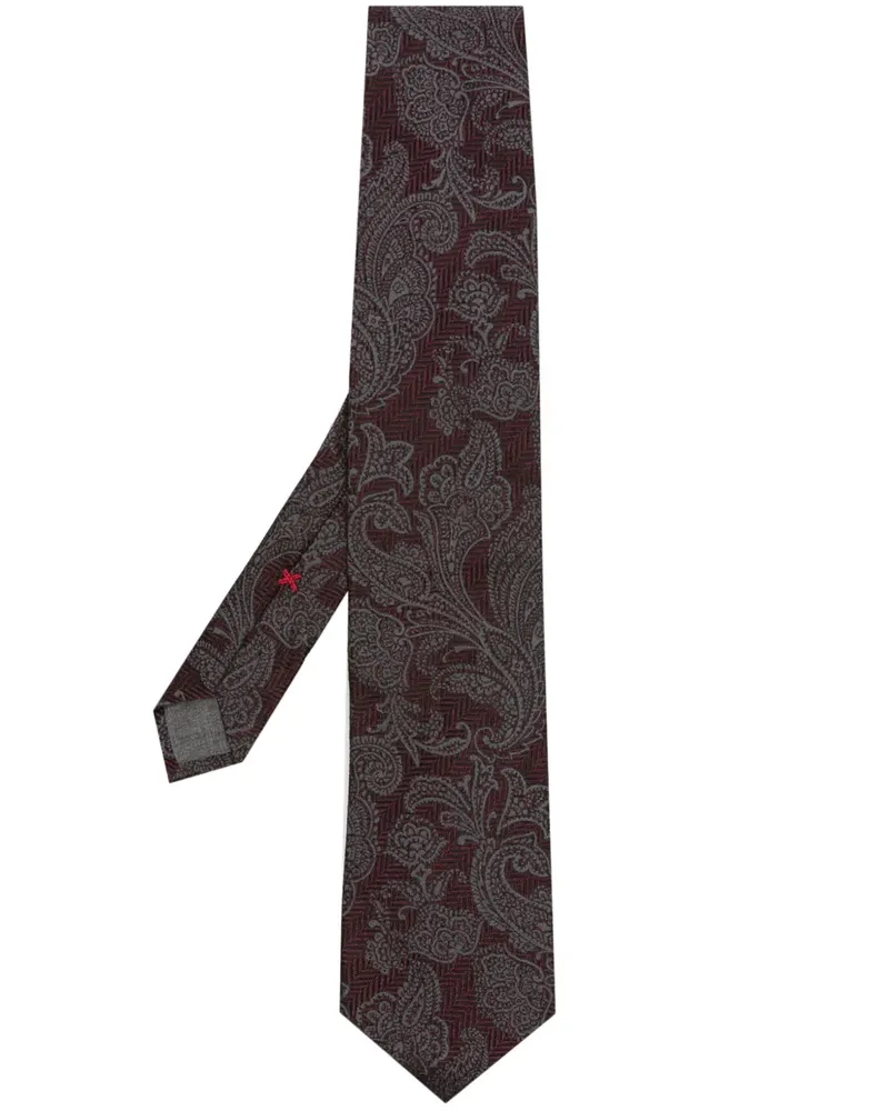 Brunello Cucinelli Seidenkrawatte mit Paisleymuster - Rot Rot