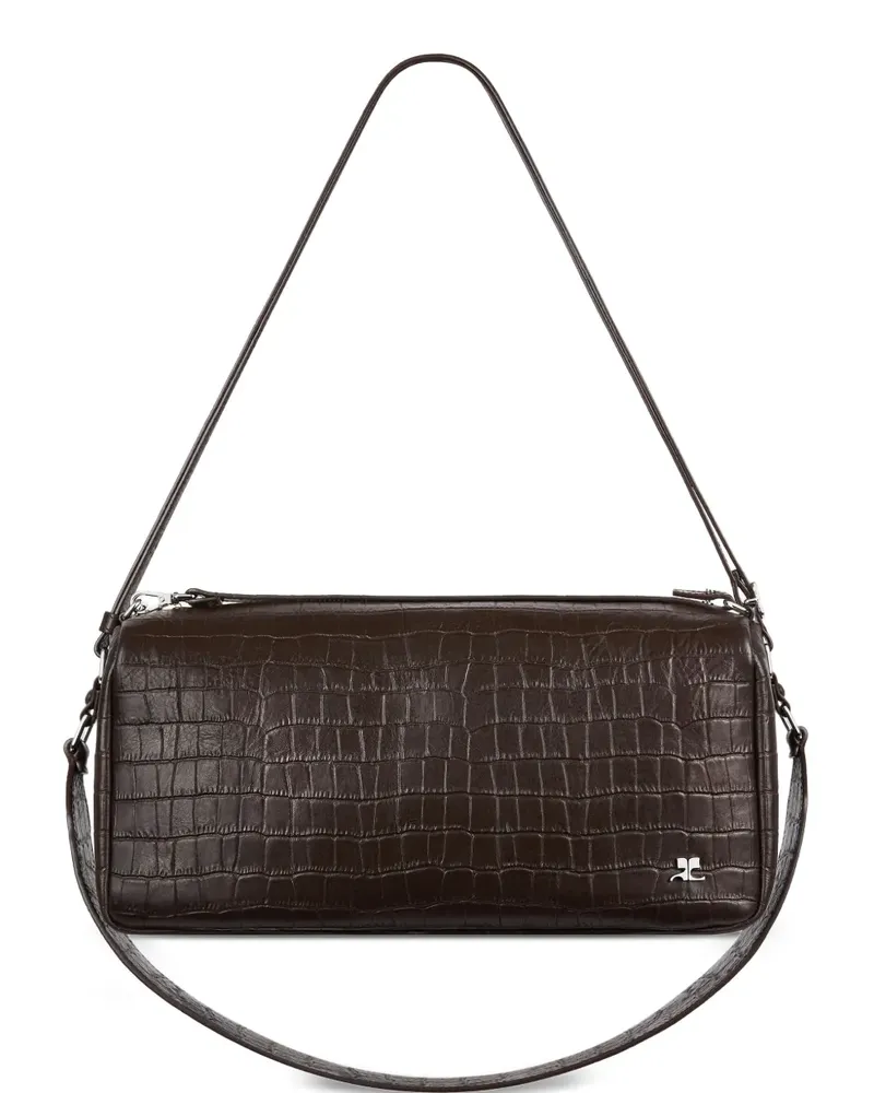 Courrèges medium Three Sixty croc-embossed shoulder bag - Braun Braun
