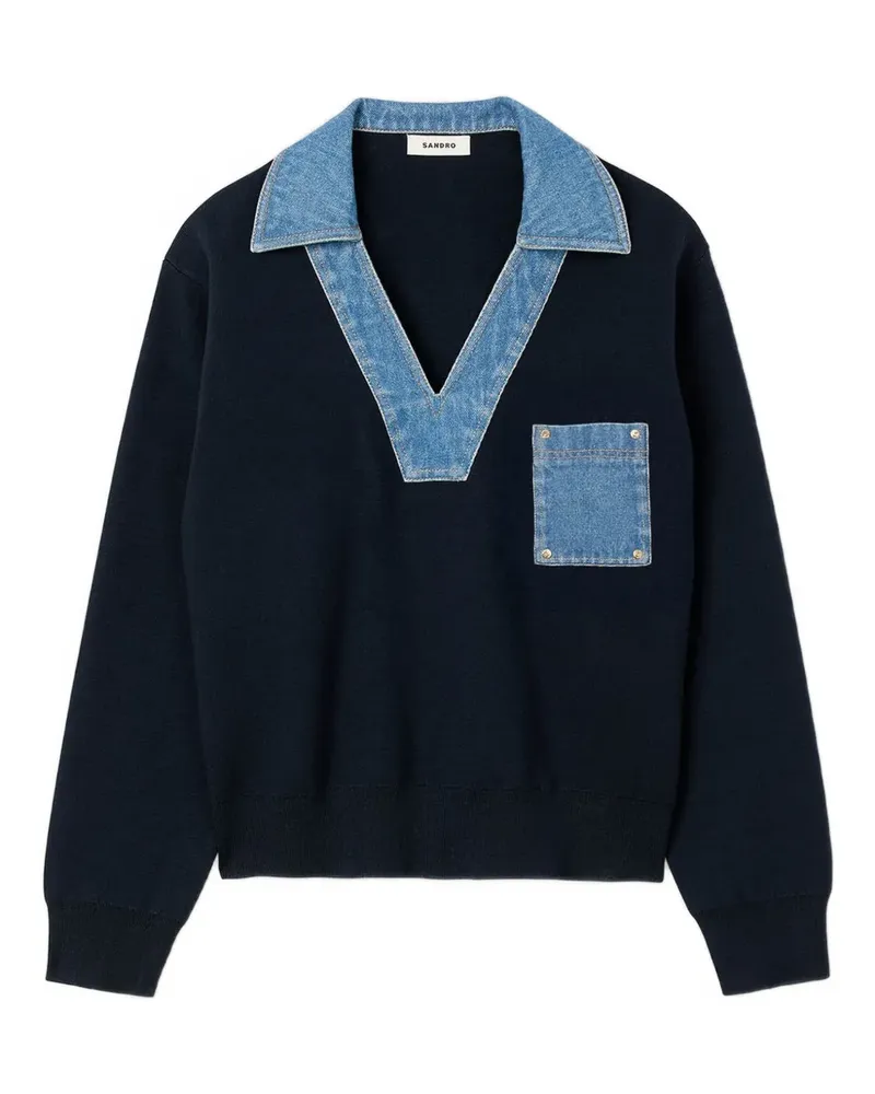 Sandro Sweatshirt mit Jeansbesatz - Blau Blau