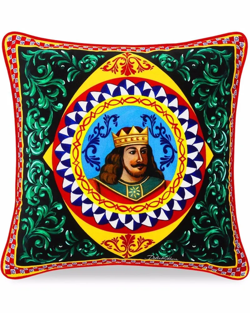 Dolce & Gabbana Kleines Kissen mit Carretto-Print - Grün Grün