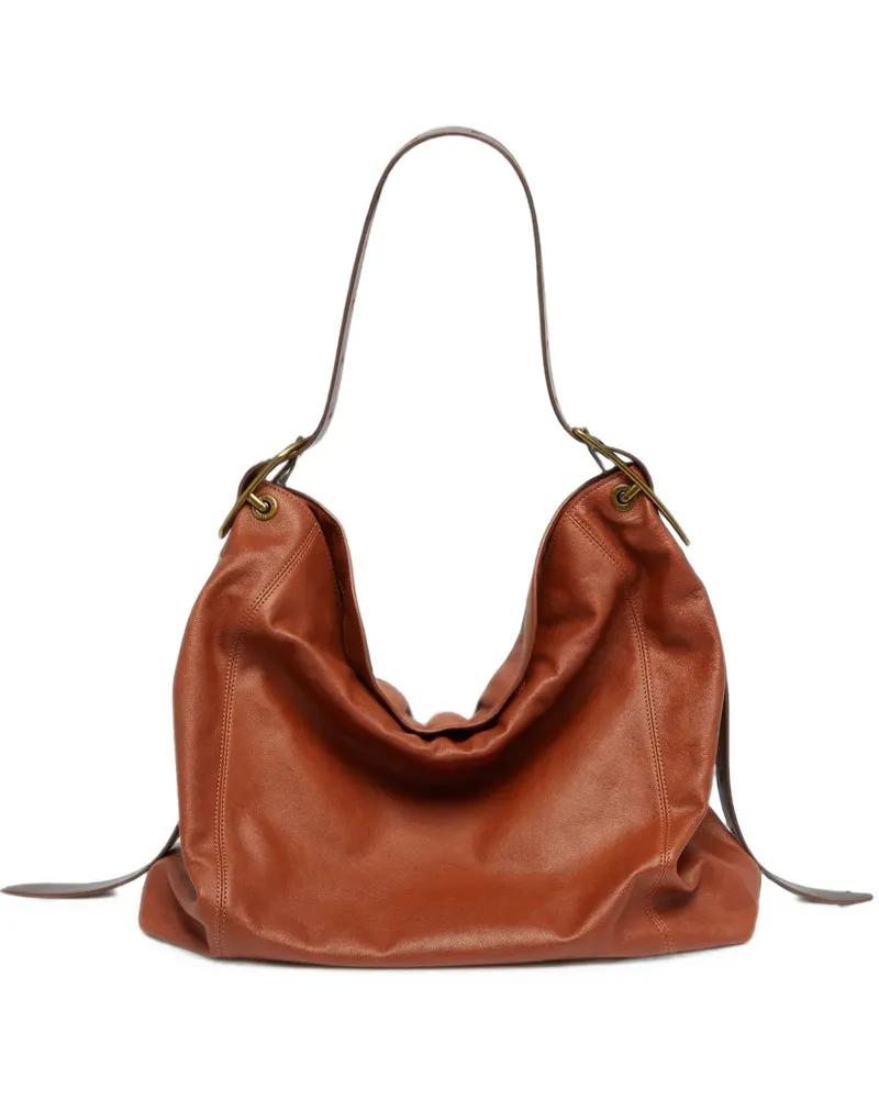 Diesel D-Line Schultertasche aus glänzendem Leder - Braun Braun