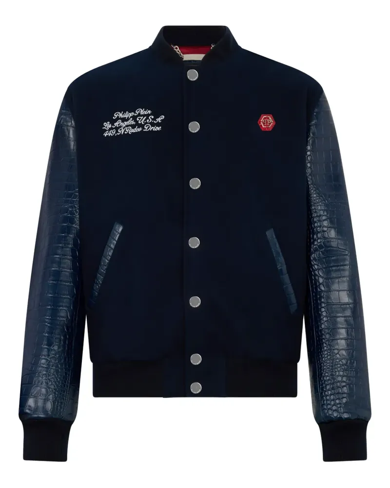 Philipp Plein logo-detail bomber jacket - Blau Blau