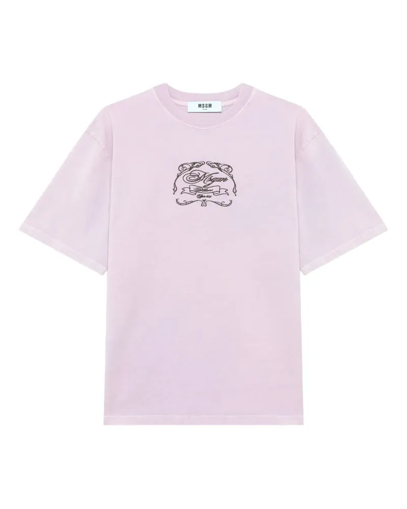MSGM T-Shirt mit Logo-Stickerei - Violett Violett