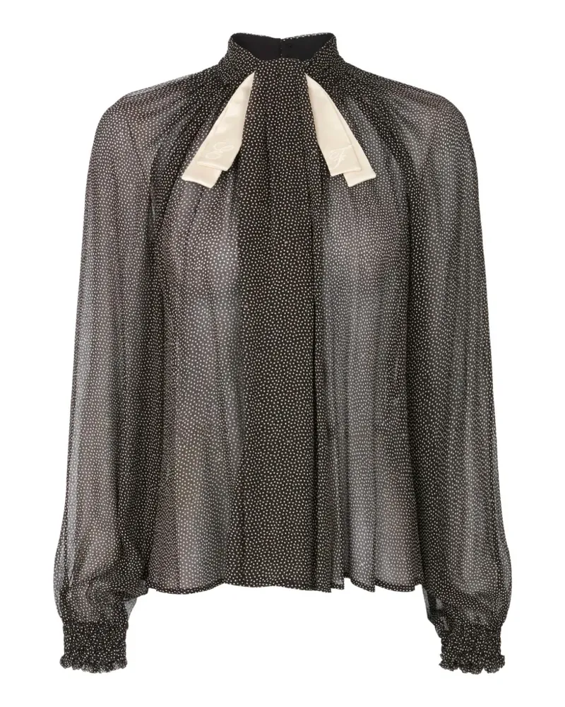 Elisabetta Franchi Crepon Bluse mit Mikro-Polka Dots - Schwarz Schwarz