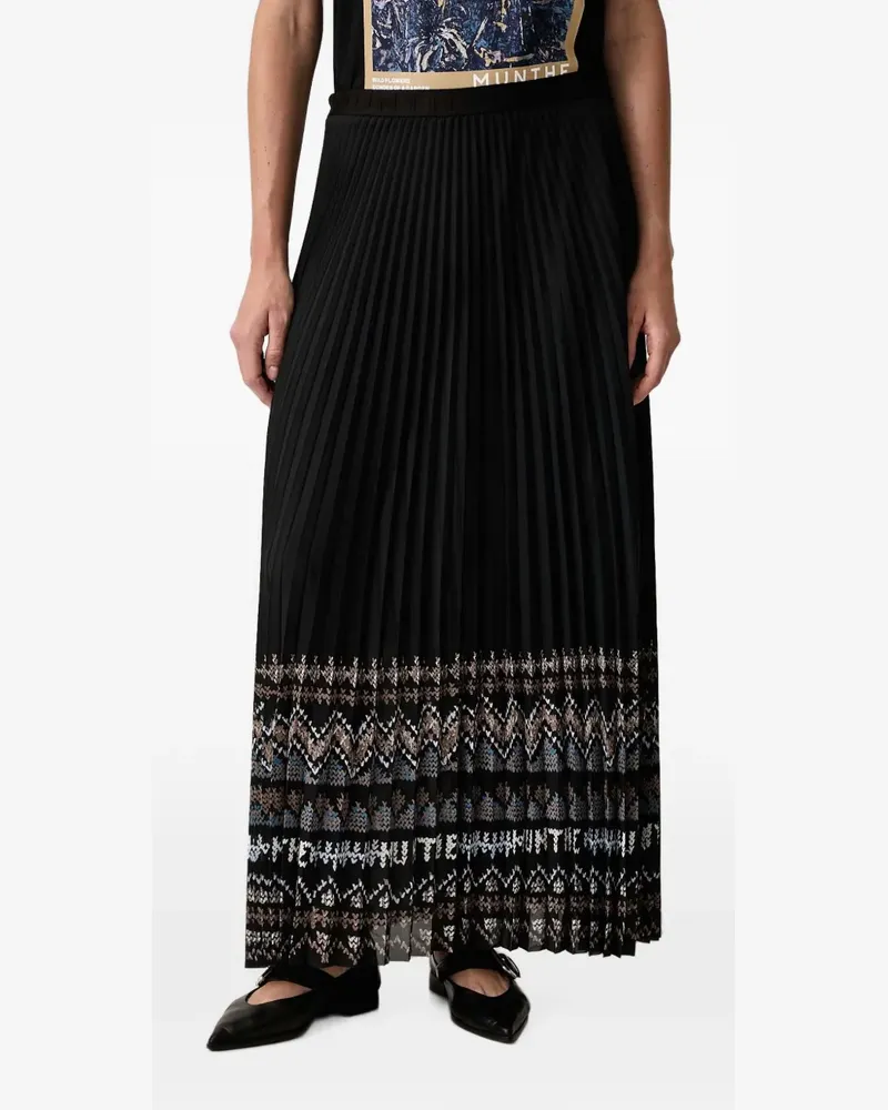 MUNTHE Taulla pleated pattern-print skirt - Schwarz Schwarz