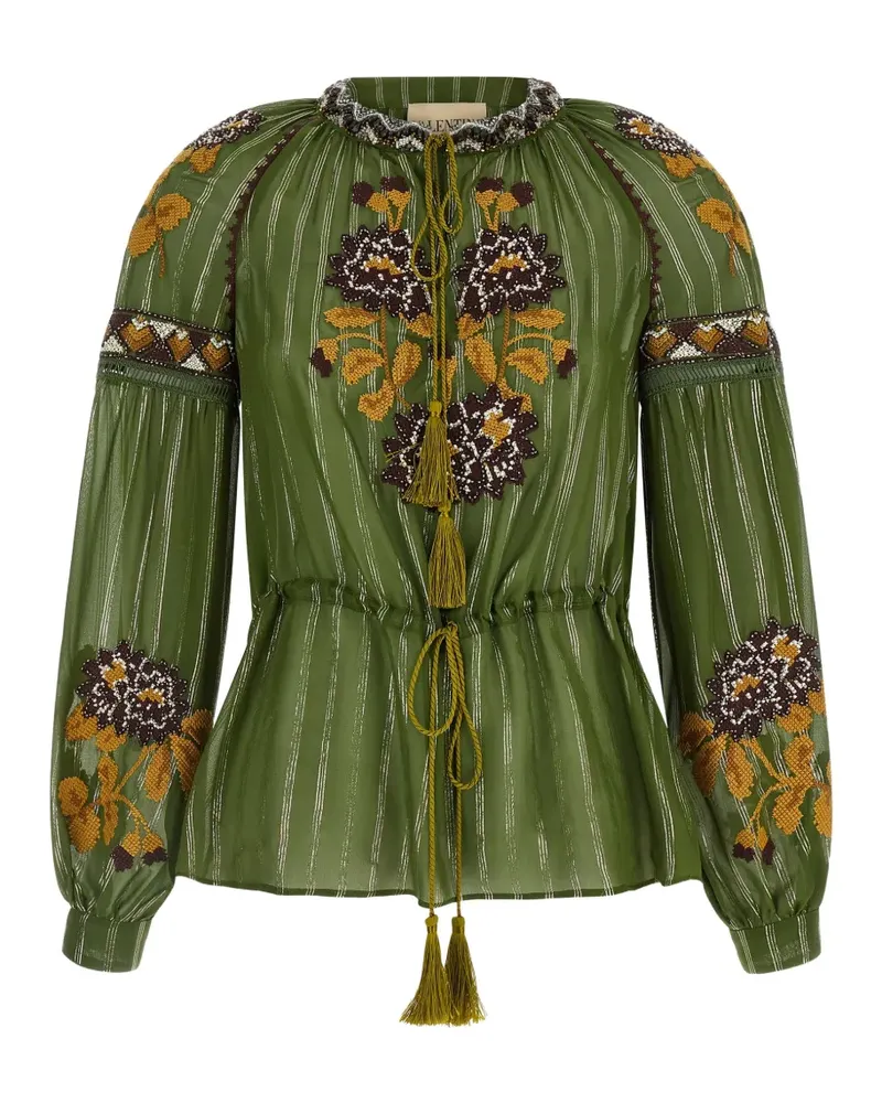 Valentino Garavani Seidenbluse mit Quastenstickerei - Grün Grün