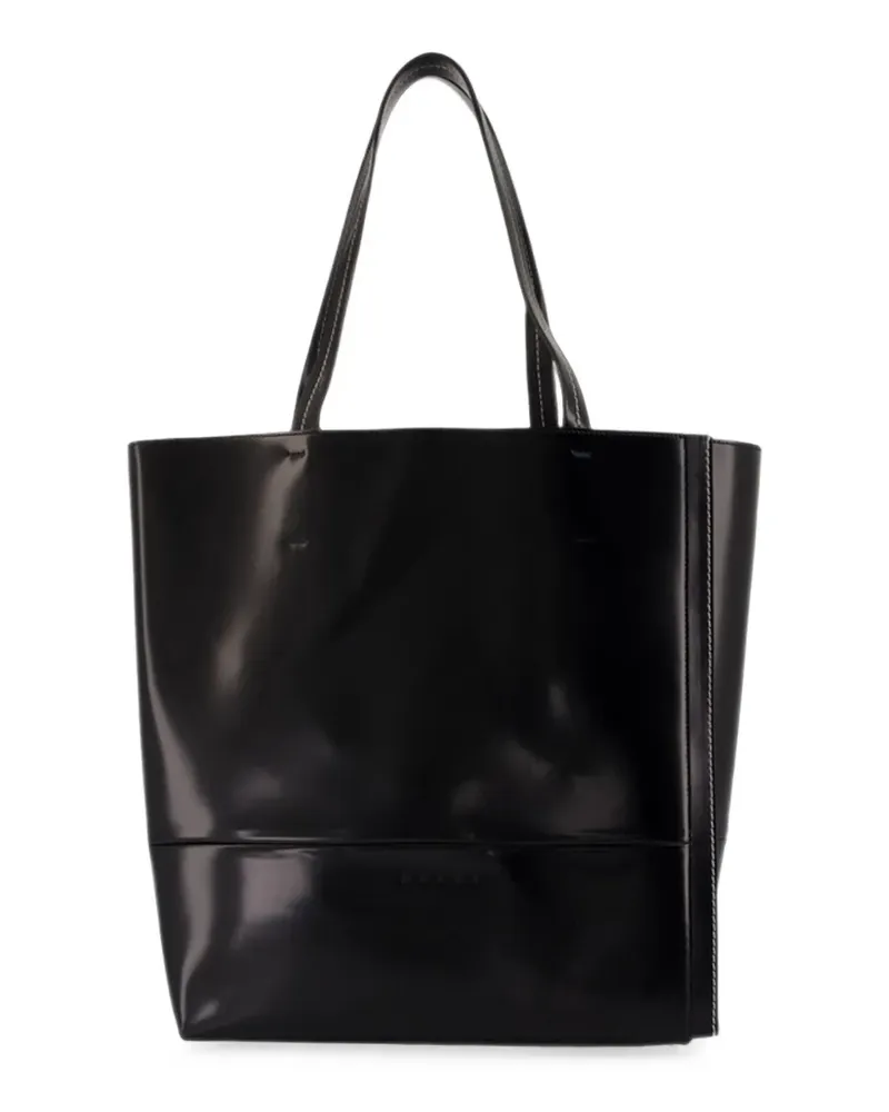 Marni large Museo contrast-stitch tote bag - Schwarz Schwarz