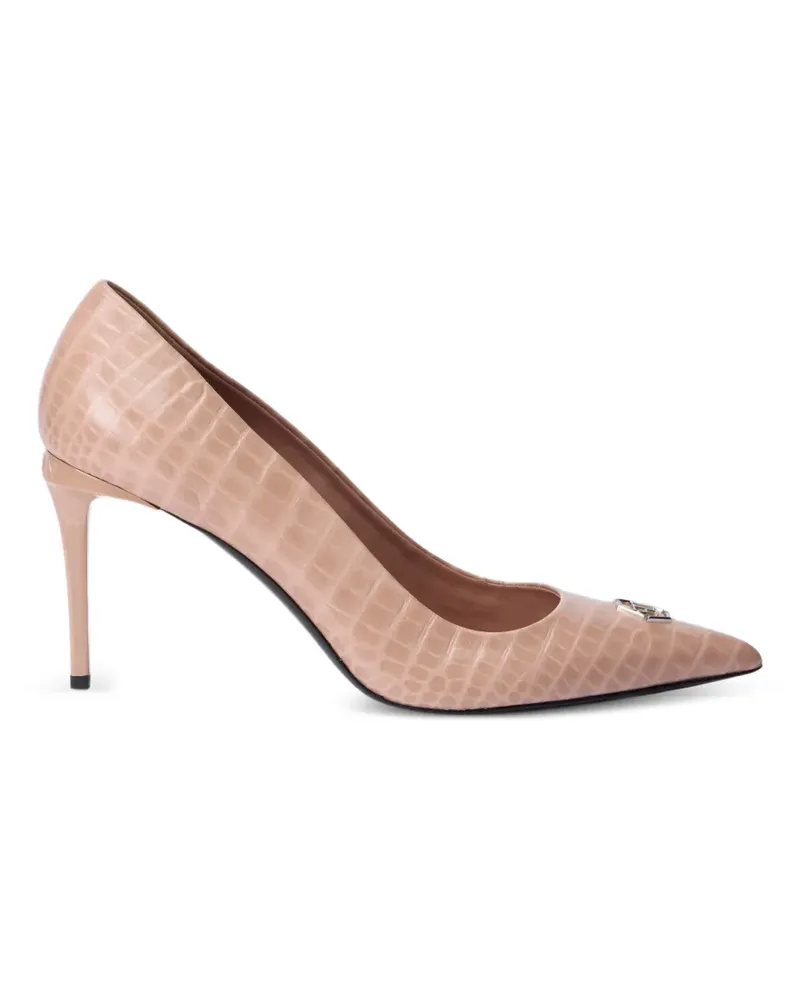 Philipp Plein crocodile-effect pumps - Nude Nude
