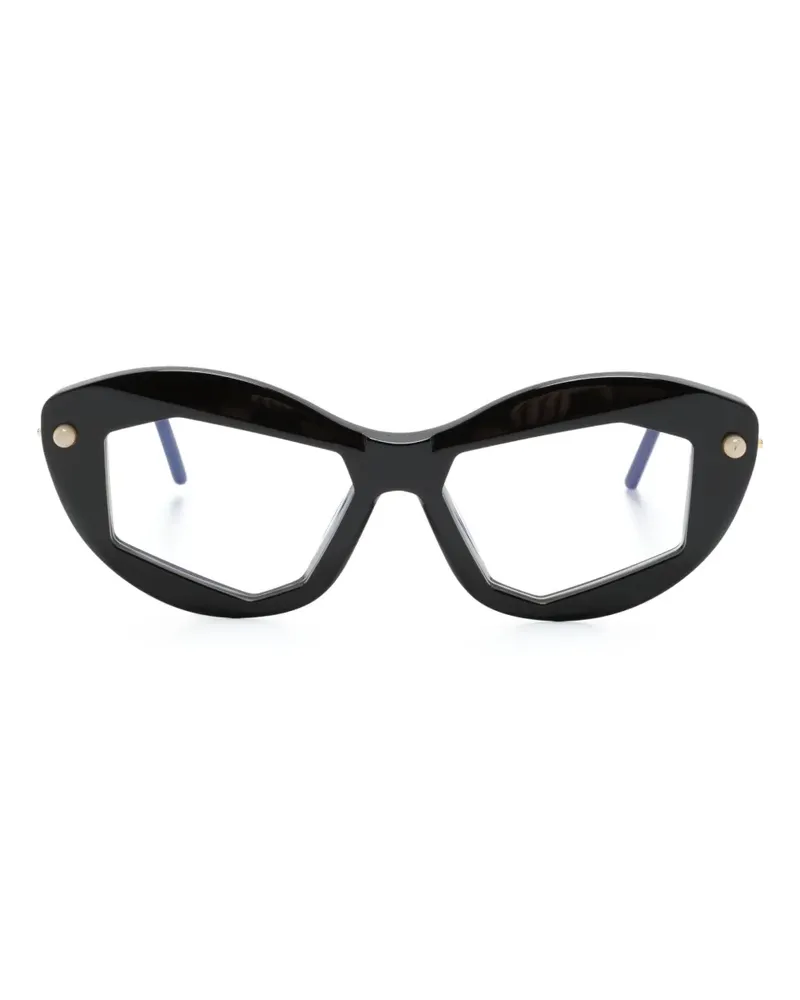 KUBORAUM P16 Cat-Eye-Brille mit Logo - Schwarz Schwarz