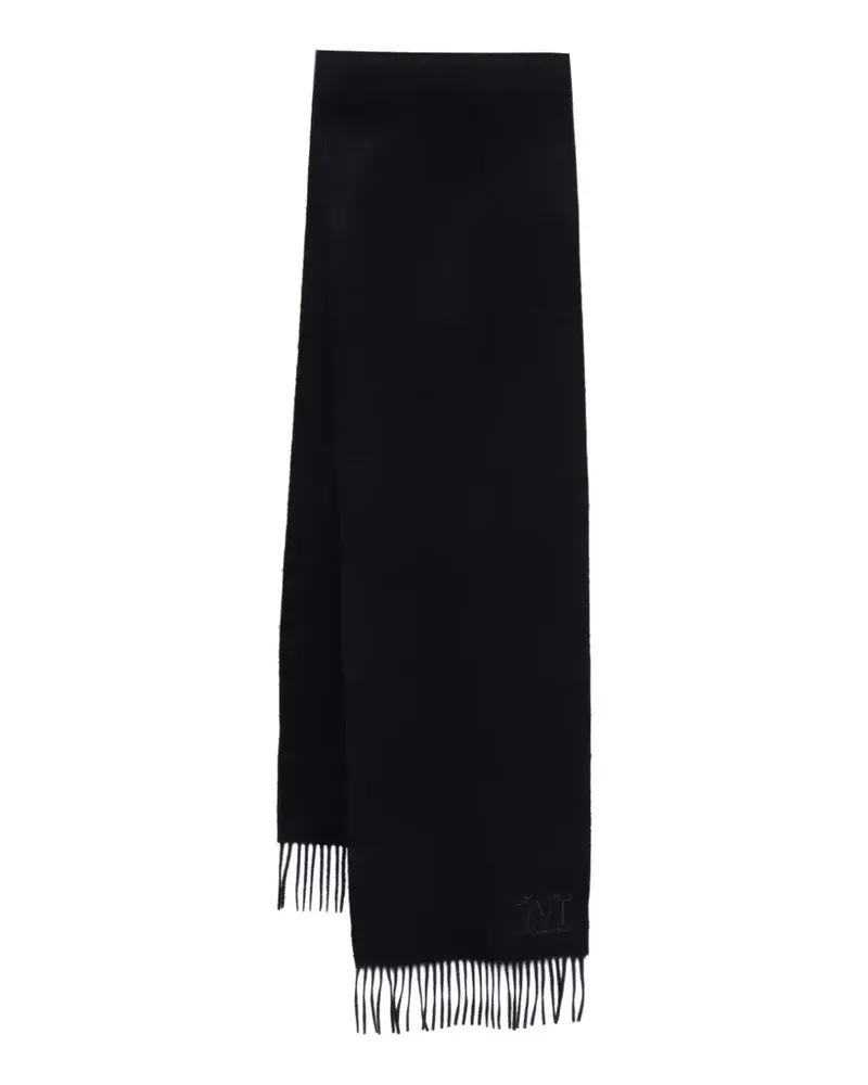 Max Mara Bestickter Schal mit Fransensaum - Blau Blau