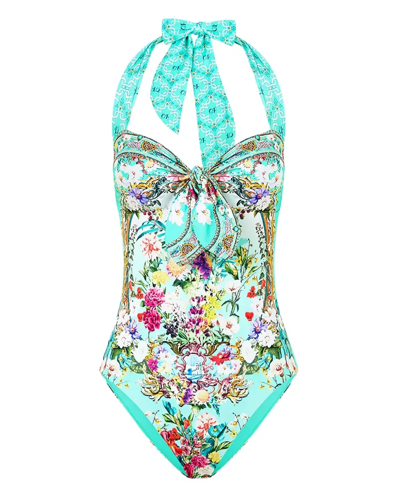 Camilla floral-pattern swimsuit - Blau Blau