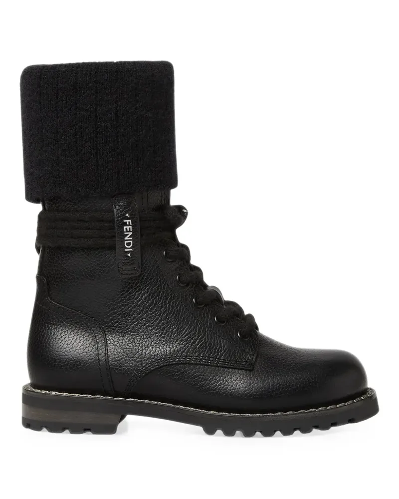 Fendi Commando Stiefel mit Mohairbündchen - Schwarz Schwarz