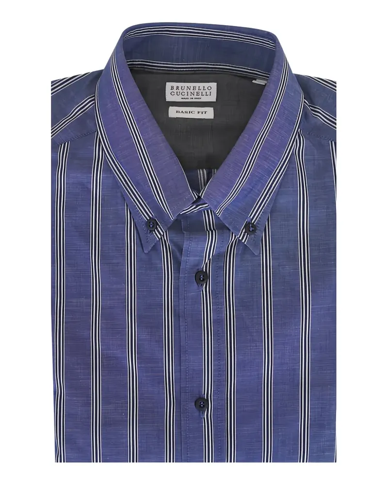Brunello Cucinelli Gestreiftes Button-down-Hemd - Blau Blau