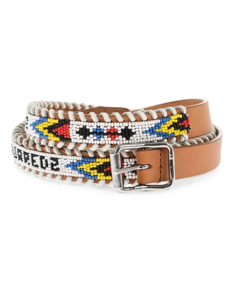 Dsquared2 bead-embellished leather belt - Braun Braun