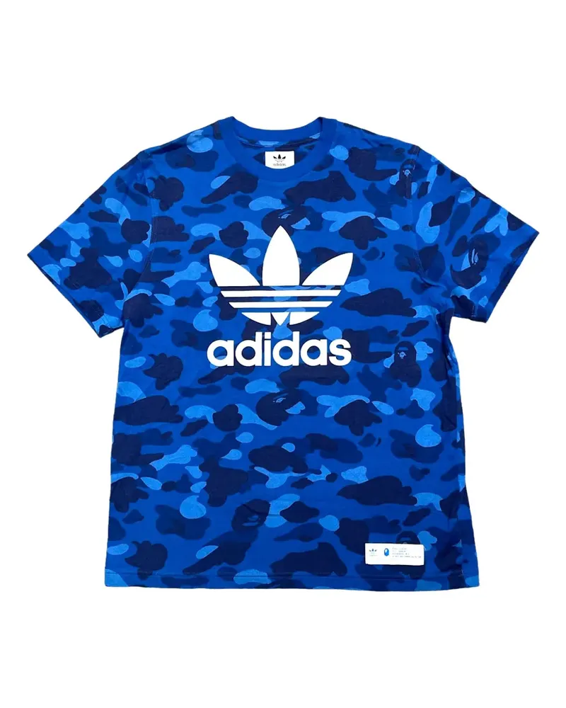 BAPE x adidas T-Shirt mit Camouflage-Print - Blau Blau