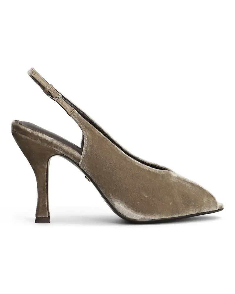Lola Cruz Garbiette Peeptoe-Pumps aus Samt 95mm - Grau Grau