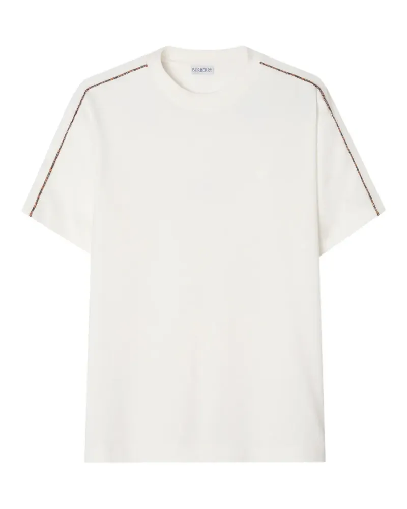 Burberry T-Shirt mit Check-Besatz - Weiß Weiß