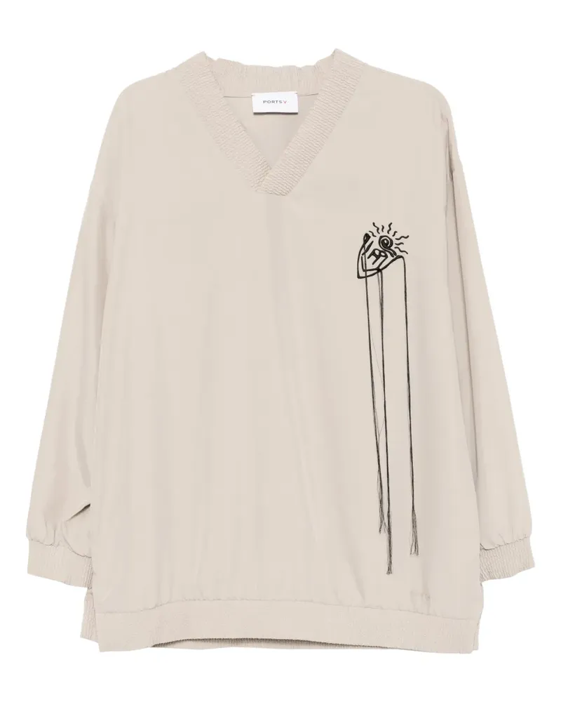 Ports V Sweatshirt mit grafischem Print - Nude Nude