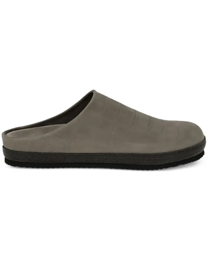Brunello Cucinelli Flache Monili Mules mit Kettendetail - Grau Grau