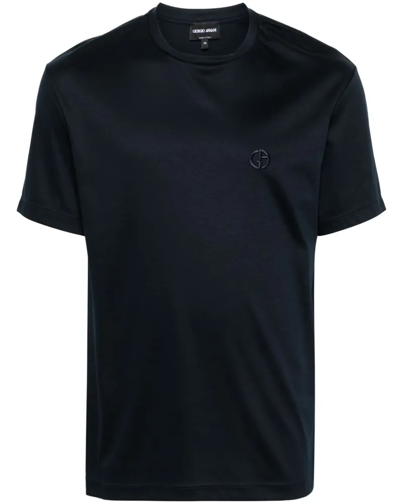 Giorgio Armani T-Shirt mit Logo-Stickerei - Blau Blau