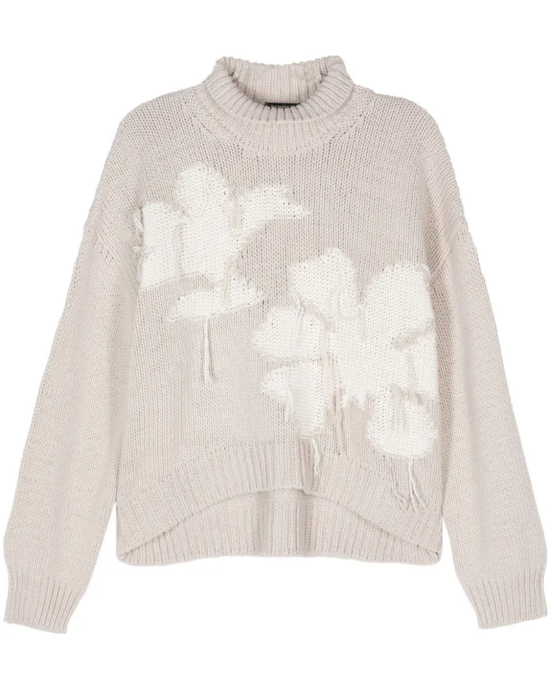 Dondup Intarsien-Pullover mit Blumenmuster Braun