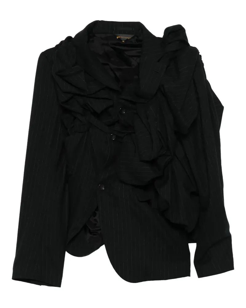 Comme des Garçons Gerüschter Blazer mit Nadelstreifen - Grau Grau