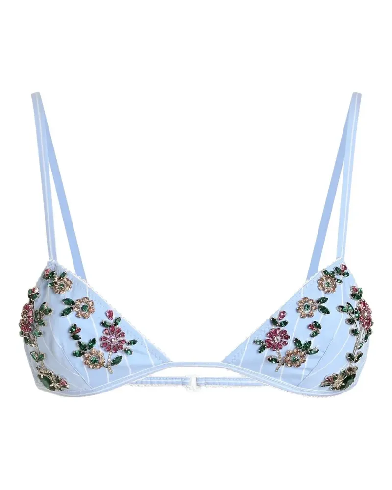 Dolce & Gabbana striped poplin bra with embroidery - Blau Blau
