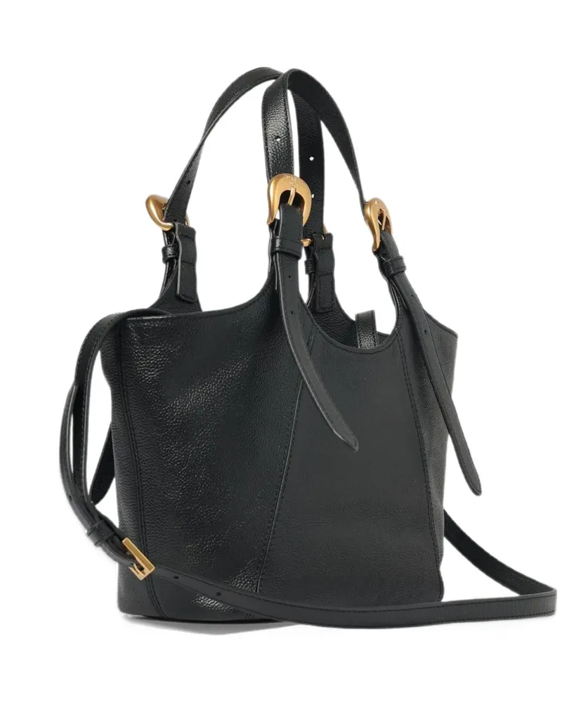 Twin-Set buckle-detail pebbled tote bag - Schwarz Schwarz