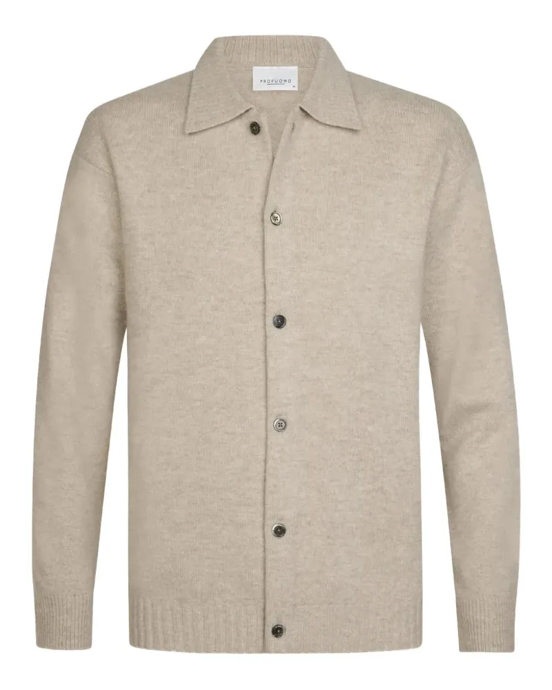 Profuomo button-up collared cardigan - Nude Nude