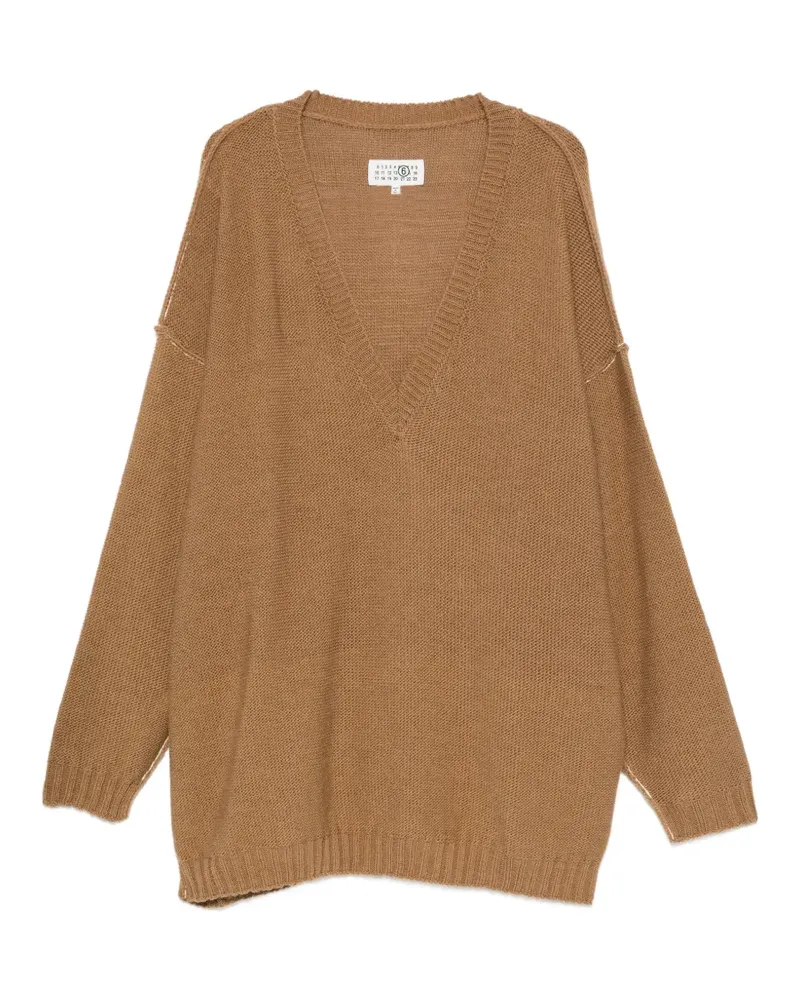 Maison Margiela Oversized-Pullover mit V-Ausschnitt - Braun Braun