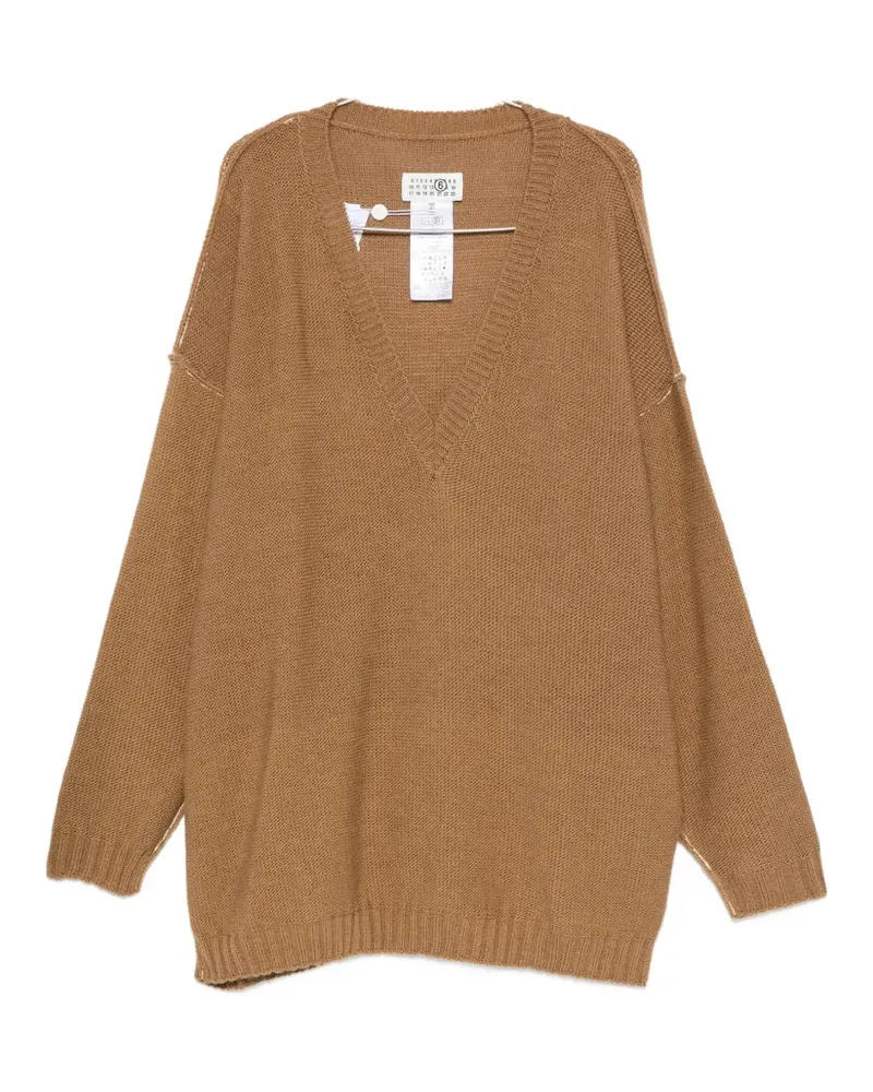 Maison Margiela V-neck oversized sweater - Braun Braun