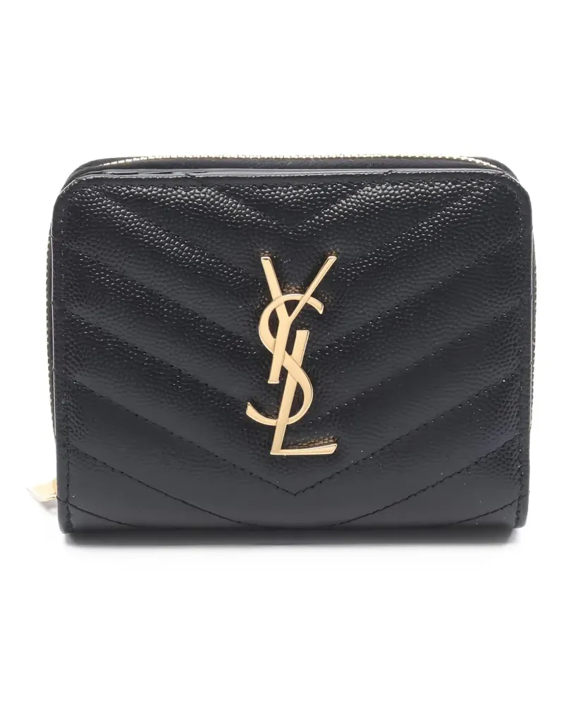 Saint Laurent monogram bi-fold leather wallet - Schwarz Schwarz