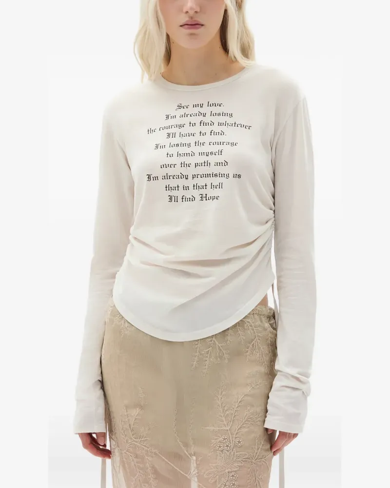 Ann Demeulemeester Dot wrinkled cropped long-sleeve top - Weiß Weiß